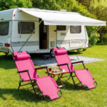 Portable Dual Purposes Extendable Folding Reclining Chair Pink - Image 12