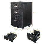 Black Wood Grain Density Board Three Drawers Wooden Filing Cabinet - Image 12