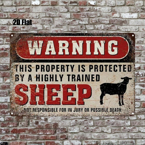d2b3bcda-e9bd-4156-92a3-b2e632da91ef.png CIFbuy Funny Metal Sign This Area Is Protected By Trained Sheep, Humorous Warning Plaque, Unique Farmhouse Decor For Home Office Man Ca TikTok, TikTok, ng Plaque Self-pickup Logiopics - Image 1