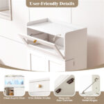 White + Gold Kitchen Pantry Cabinet, Built-in Charging Station (AC/USB/Type-C) & Customizable LED Lights - Image 5