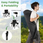 Oversized Foldable Camping Chair with Side Table & Cup Holder, 330 LBS Capacity for Outdoor Use-Black - Image 3
