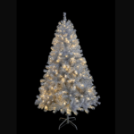 6FT Sliver Pre-Lit Artificial Christmas Tree, Hinged Full Tree with Metal Stand, 800 Branch Tips, 300 LED Lights,11 Lighting Modes, Holiday Decoration Tree for Indoor and Outdoor-NO support selfpickup - Image 3