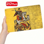 CIFbuy 1pc St. George Riding A Dragon Metal Wall" Plaque, 2D Flat Unframed Vintage Metal Sign 7.87*11.81 Inch, Metal Sign 7.87*11.81 Inch, Weatherproof Rustproof UV Metal Wall PlaikTok, Metal Wall PlaikTok, t Self-pickup Logiopics - Image 2