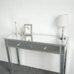 2-Drawer Modern Style Computer Desk MDF Mirror Dressing Table 41.34*14.17*29.92in Silver - Image 16