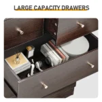 6-Tier 7-Drawer Cabinet with Matte Gold Handles Particleboard Melamine-Coated Storage Cabinet 25.98*15.75*51.57in Brown - Image 7