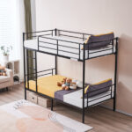 Same Code 12883671 Iron Bed Bunk Bed with Ladder for Kids Twin Size Black - Image 49