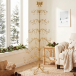 6ft Gold Iron Christmas Tree with Bow on Top, PVC Christmas Tree (No Accessories Included) - Image 7