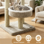 24 Inch Compact Cat Tree with 2 Plush Perches, Jute Rope Scratching Posts & Hanging Toy Ball, Stable Small Cat Tower for Indoor Cats Apartment Bedroom - Image 7