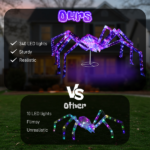 Replace 43966577 3FT Halloween Decorations Light Up Spider, Outdoor Halloween Decor Lighted Iridescent Spider, Weather Proof Pre-lit Spider with 340 LED Lights, for Front Yard Porch Gardens Lawns Party - Image 7