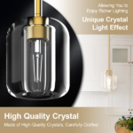 Gold Crystal Pendant Light Fixture Luxury Modern Kitchen Island Chandelier 5.11in Dining Room Hanging Lights, E12 Bulb - Image 8