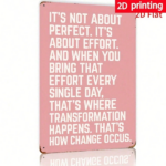 CIFbuy Vintage Metal Wall Art It's Not About Perfection It's About Effort 2D Flat Iron Sign Motivational Quote Home Office Bedroom Deco TikTok, TikTok, Self-pickup Logiopics - Image 8