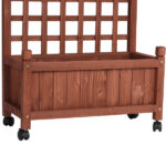 Wooden Planter with Trellis, 50" Tall Elevated Garden Bed Outdoor with Wheels, Freestanding Planter Box with Drainage Holes for Flower, Vegetable, Fruit, Herb in Garden, Patio, Balcony - Image 4