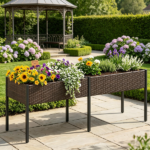 2-Section PE Rattan Raised Garden Bed, 29" Ergonomic Elevated Planter Box with Detachable Fabric Liner, 352LBS Total Capacity for Patio Backyard Vegetables Herbs - Image 7
