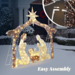 6ft Brown Roof 190LED Lights Nativity Scene Garden Jesus Decoration - Image 7