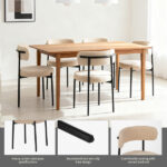 Medieval modern dining chair set, 4 pieces, round seat cushions, black metal legs, curved back kitchen dining chairs, suitable for restaurants and dining rooms, beige - Image 5