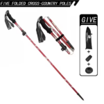 black Five section folding folding trekking pole for hiking and walking - lightweight 7075 aluminum, strong outer lock and high-density EVA grip, men's and women's foldable, stretchable, camping equipment, gifts for hiking friends and family - Image 8