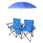 Same Code 57651919 Portable Outdoor 2-Seat Folding Chair with Removable Sun Umbrella Blue - Image 6