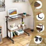 Vintage Brown P2 15MM Particle Board with Melamine Coating Adjustable Computer Desk with 3 USB + 2 AC Outlets - Image 16
