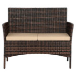 2pcs Arm Chairs 1pc Love Seat & Tempered Glass Coffee Table Rattan Sofa Set Brown Gradient SAME AS 45313116 - Image 29