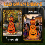 5ft Orange 3-Tier Retractable Fabric Pumpkin Halloween Light Decor with Cape & Wings, 130 Warm White LED String Lights, 4.5V 3.6W - Image 7