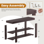 27-In Bamboo Shoe Rack & Bench, 3-Tier 280 lb Capacity Storage Organizer for Entryway, Living Room, Balcony, Brown - Image 3