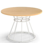 Natural 47" Round Dining Table , Family-Sized for 4-6 People, Hourglass Metal Base & Curved Tabletop - Image 4