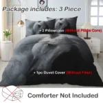 Horse Animal King Duvet Cover Set Microfiber 3pcs with 2 Pillowcases, Grey - Image 6