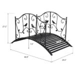 119*67*71cm Courtyard With Bird Pattern Arched Handrail Courtyard Iron Bridge Black - Image 4