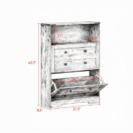 Rustic Brown Narrow Shoe Storage Cabinet – 2 Flip Drawers Design, Space-Saving Shoe Rack - Image 3