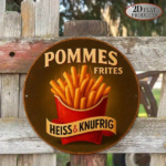 CIFbuy Vintage Pommes Frites Aluminum Sign 8x8 Inch Round French Kitchen Decor, Retro Cafe Bar Restaurant Wall Art, 2D Flat Metal Plaqu TikTok, TikTok, cor, Self-pickup Logiopics - Image 7