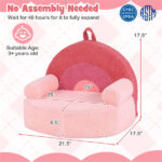 Pink Kids Sofa, Soft Teddy Fleece Foam Couch with Carry Handle & Removable Machine-Washable Cover - Image 6