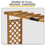 Raised Garden Bed with Trellis, Hanging Roof, Planter Box, Drainage Holes, Vertical Plant Container for Vine Climbing Plant Flower, Standing Wood Planter for Garden Patio Yard, Teak - Image 4
