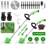 Cordless Grass Trimmer, 200W 1200mAh Battery, 3 Blade Types, Adjustable Length & Angle, Lightweight Weed Cutter for Yard/Garden with Wear rechargeable battery goggles and gloves - Image 9