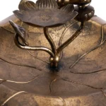 50*50*86cm Ancient Bronze Resin Bird Bath With Lotus Edge & Feeder Tray - Image 3