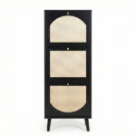 Rattan-fronted 3-tier shoe cabinet, particleboard, 54*24*135 cm, black - Image 2