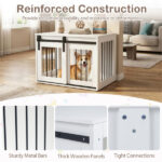 31.5" Dog Crate Furniture with Sliding Barn Door, Wooden Dog Kennel End Table for Indoor Use - White - Image 6