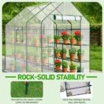 Large Walk-in Greenhouse with PE Cover & Side Windows, 12-Shelf Indoor Outdoor Portable Greenhouse for Garden Backyard, 56 x 85 x 77", White - Image 8