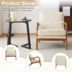 Low Arm Accent Chair - Off-White Corduroy Upholstered Indoor Lounge Chair, Compact Single Seater with Sturdy Frame (330LBS Weight Capacity) - Image 6