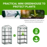 4 Tier Mini Greenhouse with PVC Cover & Roll-Up Zipper Door, Portable Waterproof Greenhouse for Garden Backyard, 27" x 19" x 62", Transparent - Image 6