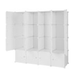 4-layer 16 Cube Organizer Stackable Plastic Cube Storage, Plastic + Steel Wire with 3 Clothes Rails, Free to Assemble, White - Image 6