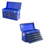 20-inch Steel Portable Tool Box With Drawers - Tool Storage Box Organizer With Metal Lock Closure Device - Powder-coated Tool Storage Cabinet (BLUE) - Image 3