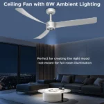 52 Inch Ceiling Fans with Lights Led Remote Control Low Profile Flush Mount for Living Room Bedroom Outdoor Patio,DC Motor,Reversible,Dimmable,Buzzer ON/Off, 3D-I3[Unable ship on weekends, TK/TEMU only for pickup, only TX10643 warehouse supports GOFO] - Image 7