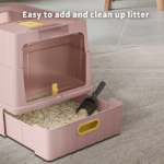 Simple drawer style pink cat litter box, humanized design, does not occupy household storage space - Image 2