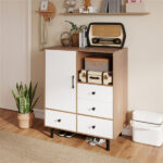 Mid-Century Modern 4-Drawer Sideboard Buffet Cabinet with Storage - Natural - Image 6