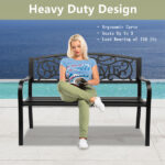 50" Outdoor Welcome Backrest Cast Iron Bench - Image 16