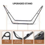Hammock with Stand, Double-Barrel Hammock with Hammock Bed, Heavy Duty Adjustable Hammock Set for Outdoors, Patio, Yard, Garden, Gray - Image 4