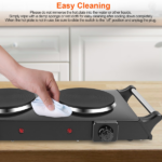 2000W Dual Burner Electric Hot Plate, 5 Temperature Settings (392℉-932℉), Portable Countertop Stove for All Flat Cookware, Fast & Even Heating, Easy to Clean, Ideal for Dorms, RVs, Apartments - Image 6