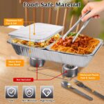 42-Piece Complete Disposable Chafing Dish Set - Includes 6 Half-Size Pans & Lids, 6 Full-Size Pans, Stands & Utensils - Aluminum Foil Material, Easy Cleanup - Perfect for Weddings, Parties - Image 6