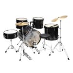 [Do Not Sell on Amazon] Full Size Adult Drum Set 5-Piece Black with Bass Drum, two Tom Drum, Snare Drum, Floor Tom, 16" Ride Cymbal, 14" Hi-hat Cymbals, Stool, Drum Pedal, Sticks - Image 8