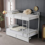 Same Code 71558202 Twin Over Twin Convertible Bunk Bed with 2 Storage Drawers, Metal Bunk Bed Can be Divided Into Two Daybeds, White - Image 6